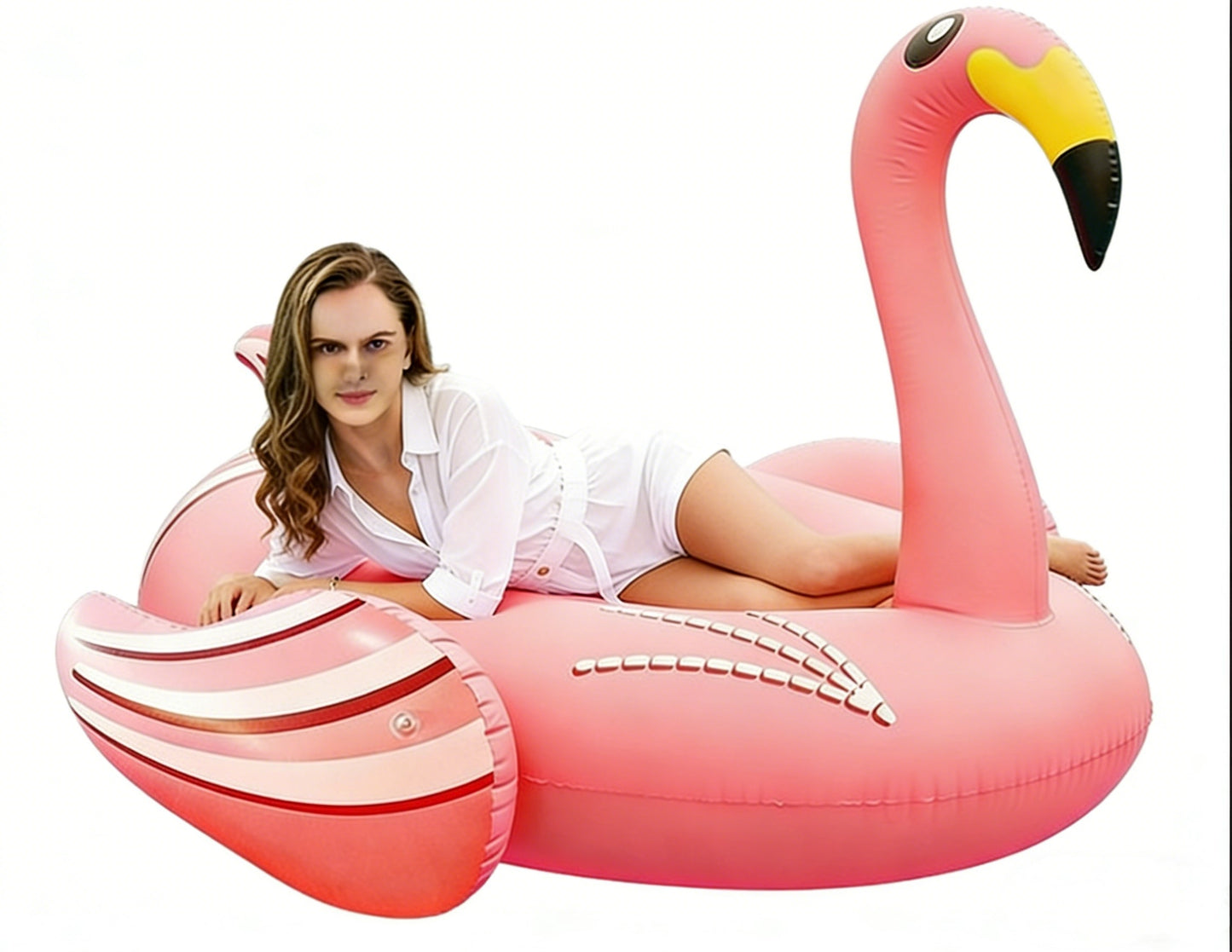 HeyGo 77" x 63" x 51" Inflatable Giant Flamingo Pool Float for Adults - Large Pink Lounge Raft for Pool, Beach & Lake Summer Fun!