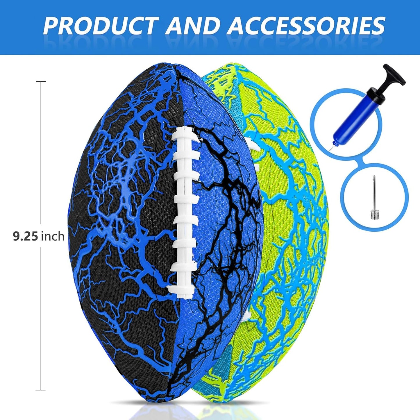 Jasonwell Water-Proof Inflatable Football — 2-Pack Pool & Beach Footballs with Double-Laced Grip, Durable PVC Bladder & Soft Fabric — Outdoor Water Toy