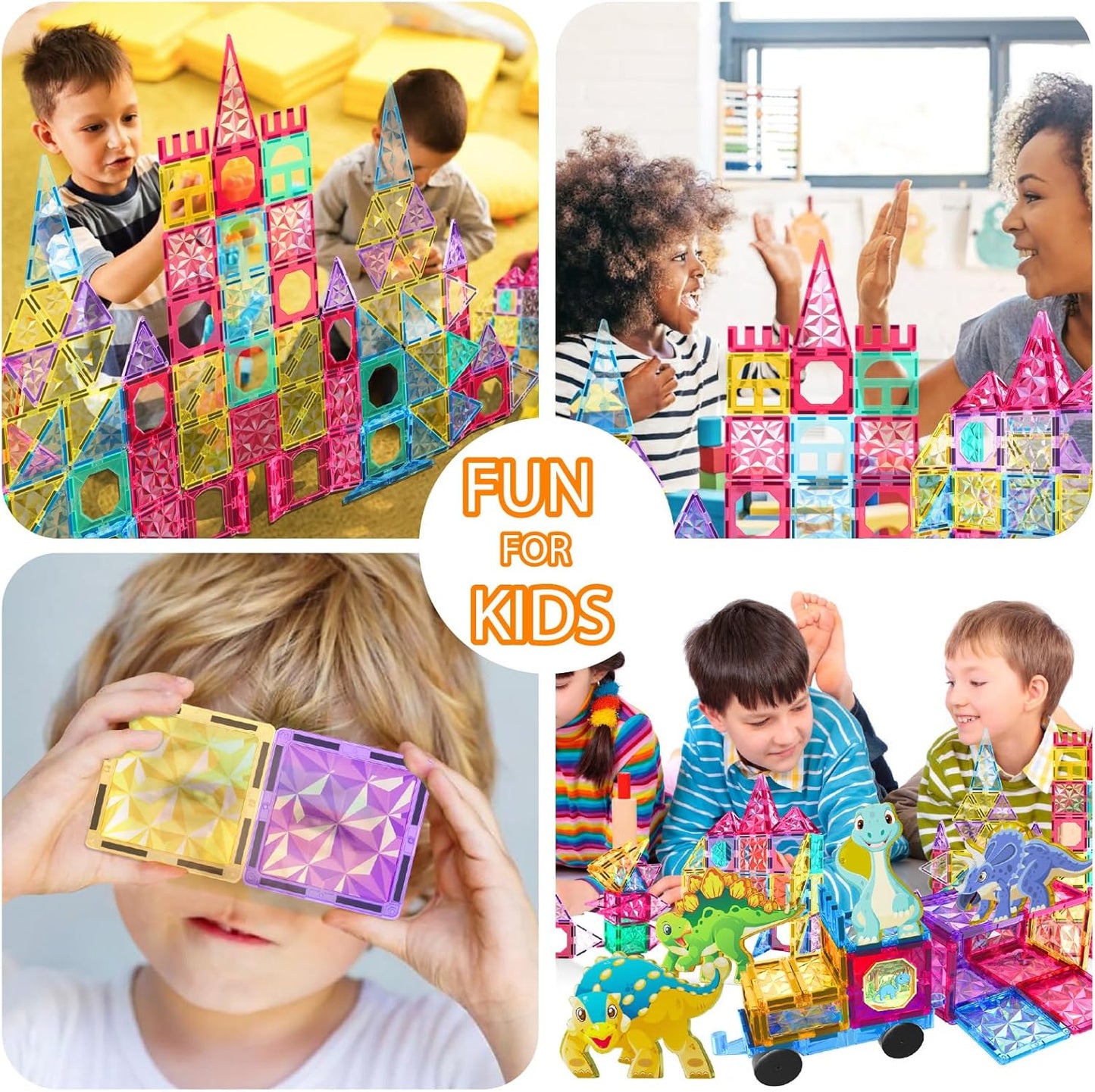 Jasonwell 110PCS Magnetic Tiles Building Blocks Set – Educational STEM Construction Kit for Kids 3-9 Years - 110pcs set