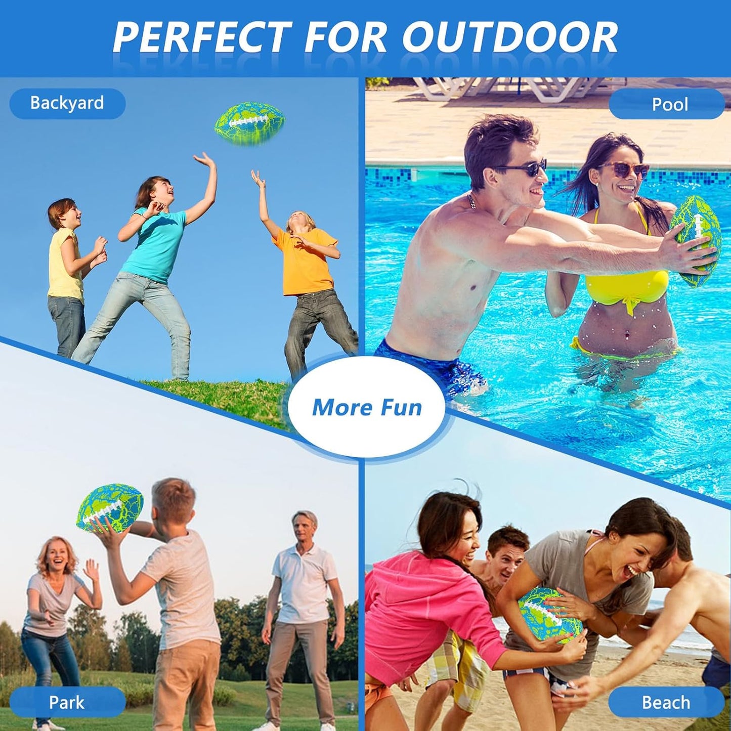 Jasonwell Pool Beach Water Football – Waterproof Soft Football for All-Weather Play, Outdoor Sports Toy for Kids, Teens & Adults, Green Color