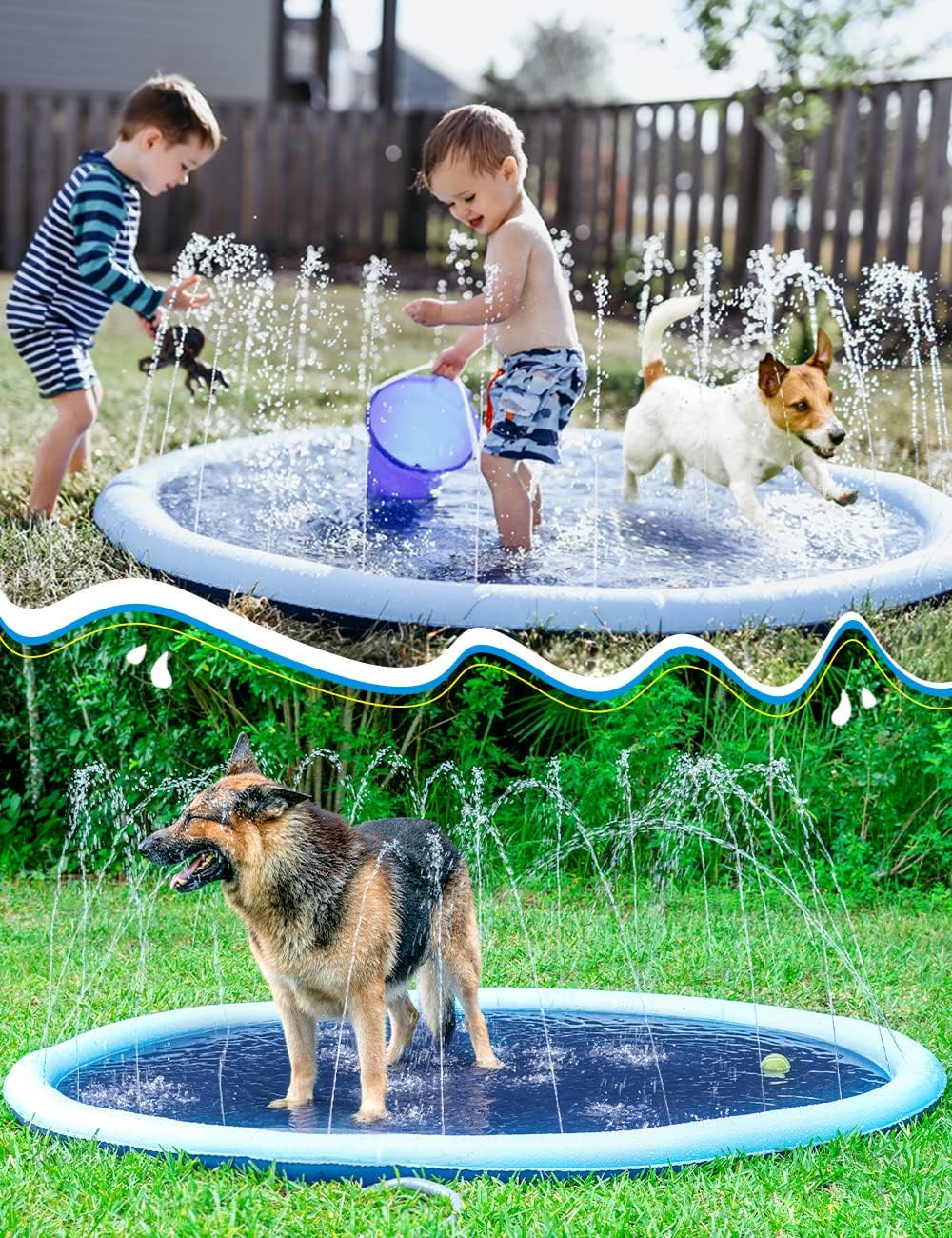 Jasonwell Splash Pad Sprinkler – Inflatable Outdoor Water Play Mat for Kids, Toddlers, and Pets, Backyard Fun for Boys & Girls (XL)