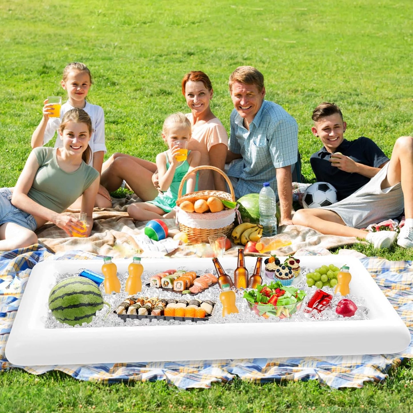 Jasonwell Giant Inflatable Serving Bar with Drain Plug | Portable Ice Buffet & Salad Cooler for Parties, BBQ, Pool & Beach