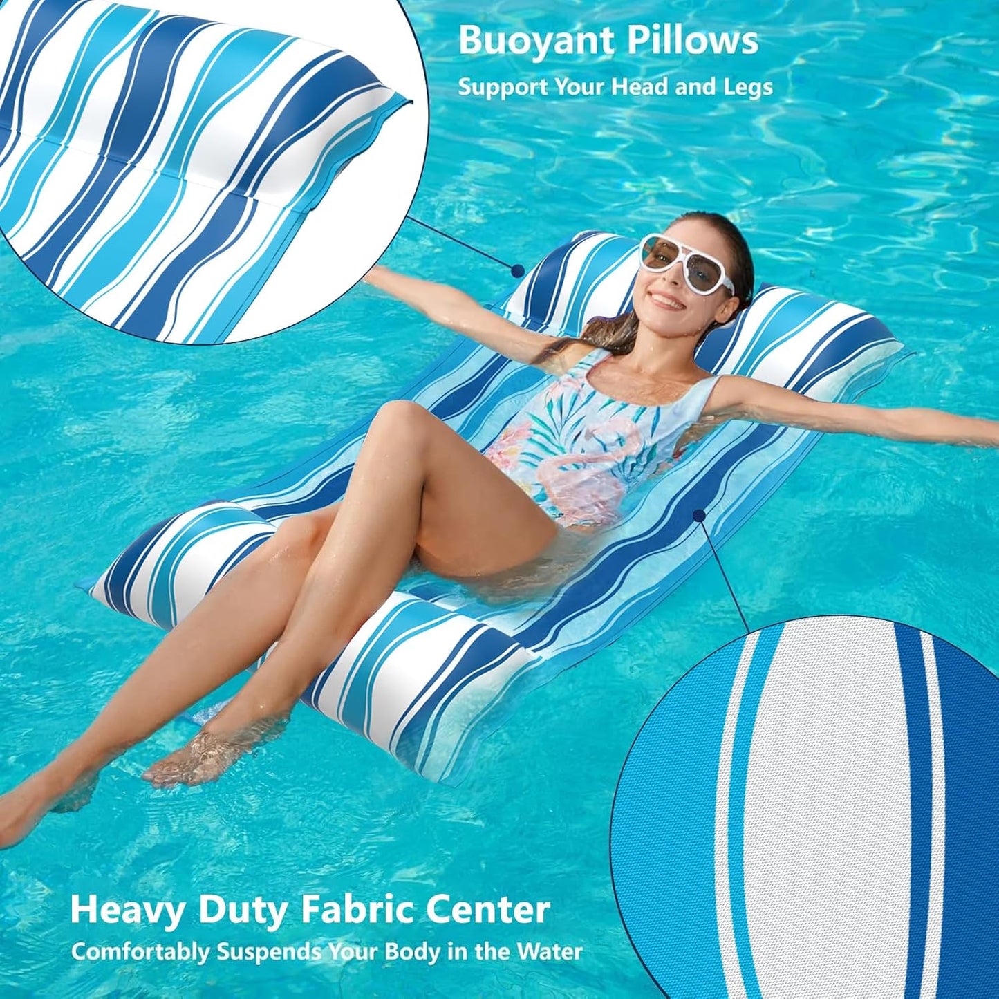 Jasonwell Water Hammock Pool Float – 4-in-1 Fabric Inflatable Lounge Chair, Drifter, Saddle for Adults, Beach & Pool Raft