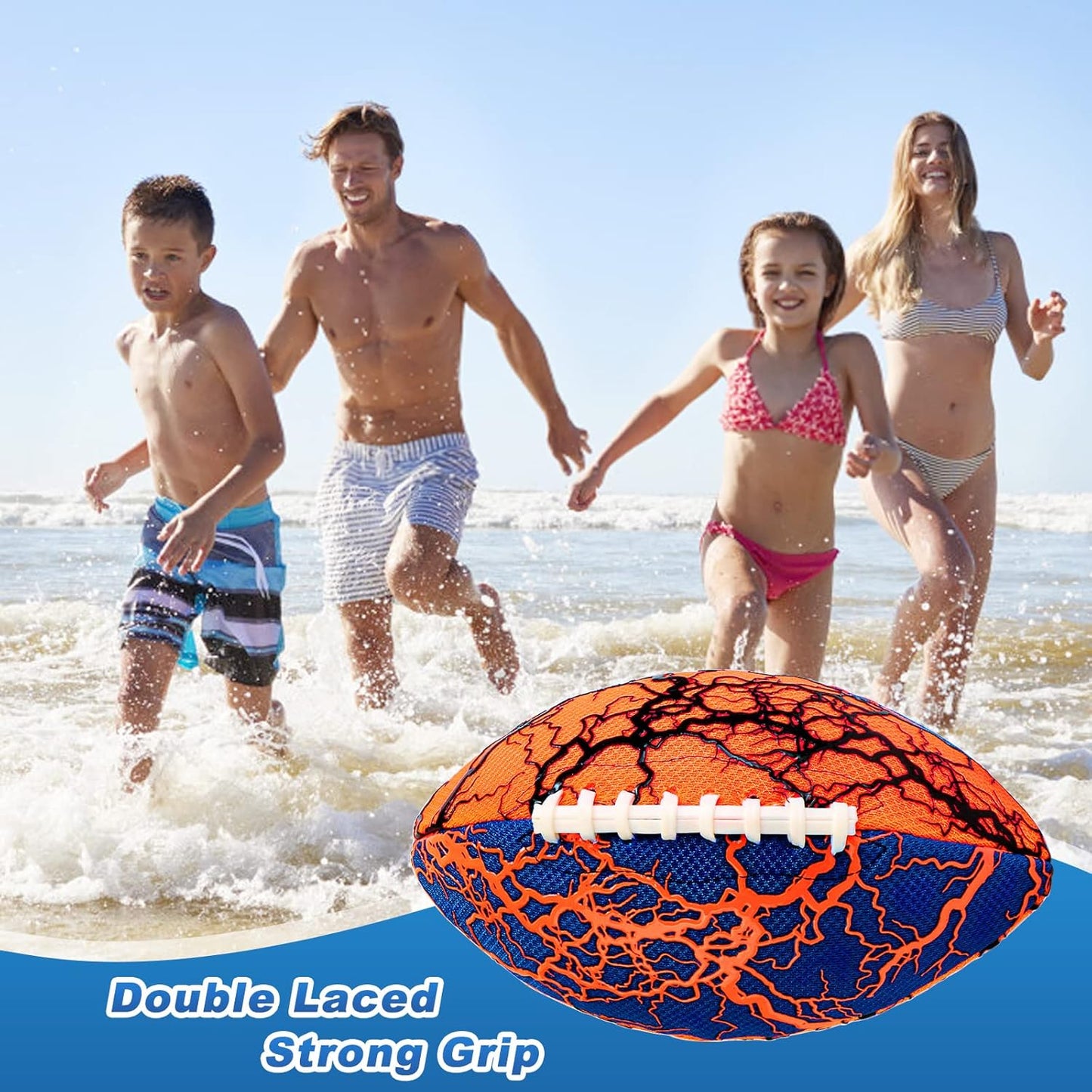 Jasonwell 2-Pack All-Weather Pool & Beach Footballs with Pump - Waterproof Water Grip Sports Toy for Kids & Adults