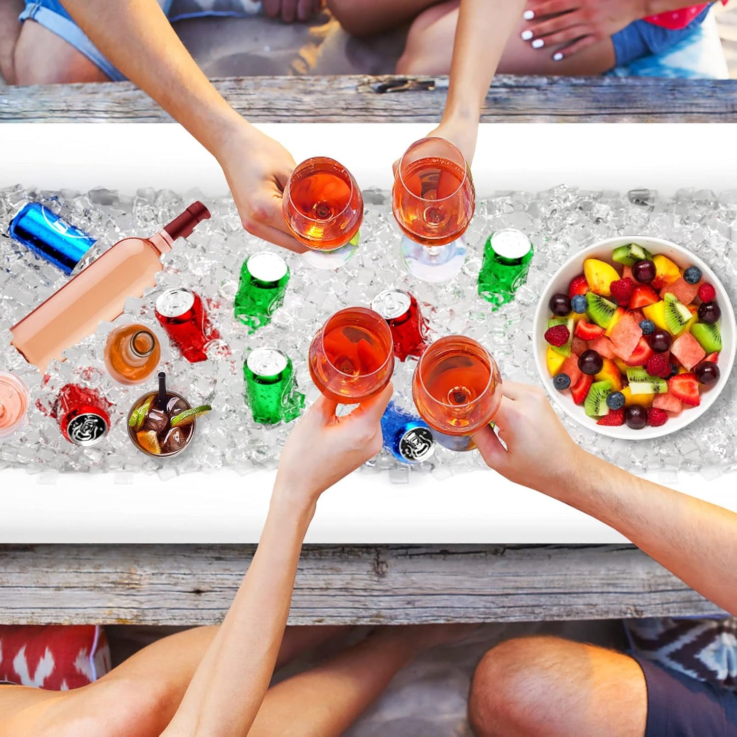 Jasonwell Giant Inflatable Serving Bar & Ice Cooler - Portable Buffet Food & Drink Holder for Parties, BBQ, Picnic & Pool - 2PCS