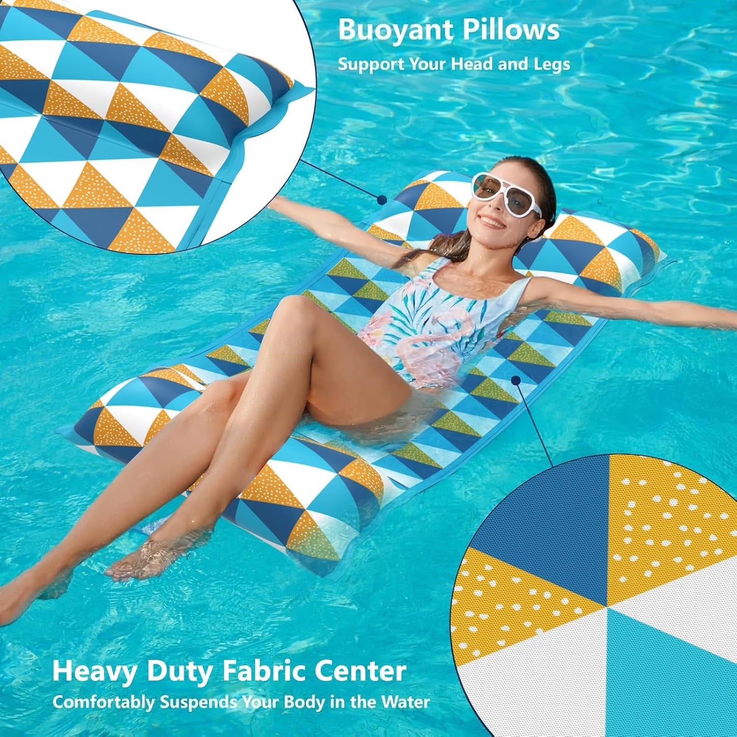 Jasonwell 2-Pack Water Hammock Pool Floats – 4-in-1 Fabric Inflatable Lounge, Saddle, Drifter for Adults, Pool, Lake, Beach