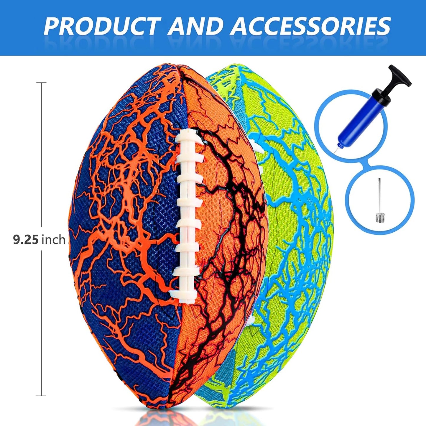 Jasonwell 2-Pack All-Weather Pool & Beach Footballs with Pump - Waterproof Water Grip Sports Toy for Kids & Adults