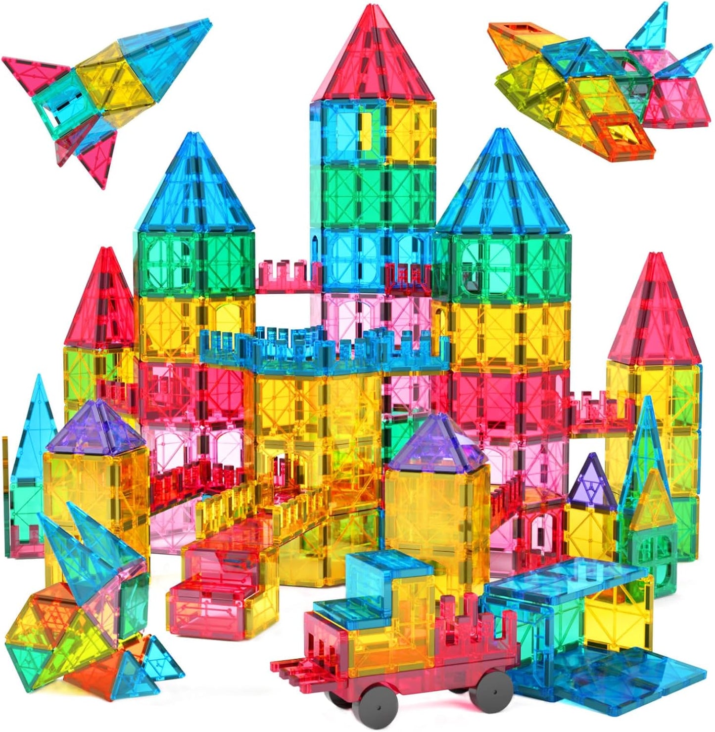 Jasonwell 65pcs Magnetic Tiles Building Blocks Set – STEM Construction Kit for Boys & Girls, Educational Toy for Toddlers & Kids (3-10+ Years)