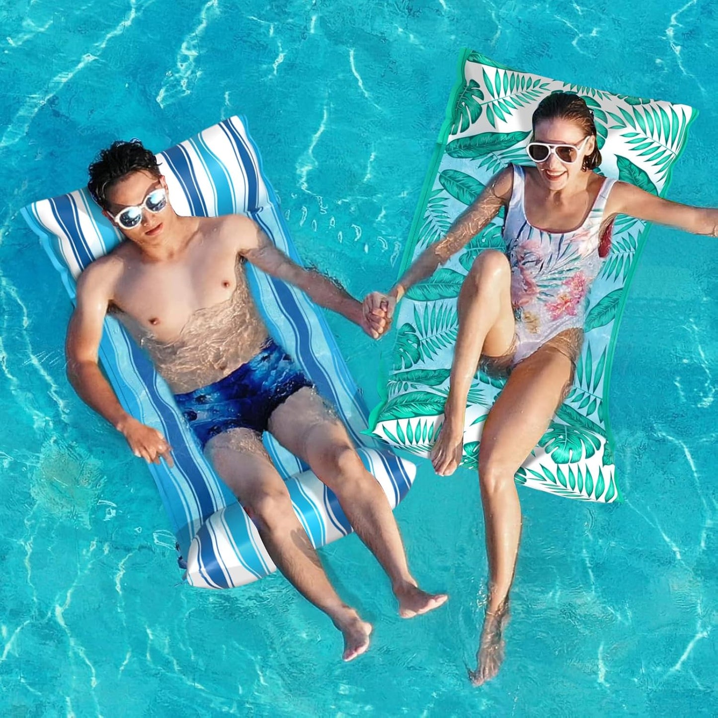 Jasonwell 2-Pack Water Hammock Pool Floats – 4-in-1 Fabric Inflatable Lounge, Saddle, Drifter for Adults, Pool, Beach, Lake