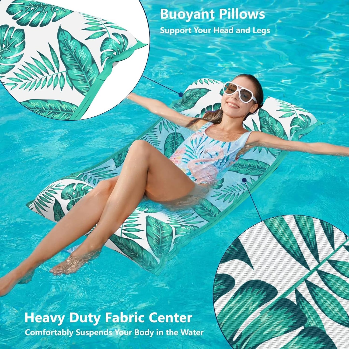 Jasonwell Water Hammock Pool Floats – 4-in-1 Fabric Inflatable Lounge, Saddle, Drifter for Adults, Pool, Lake, Beach Rafts