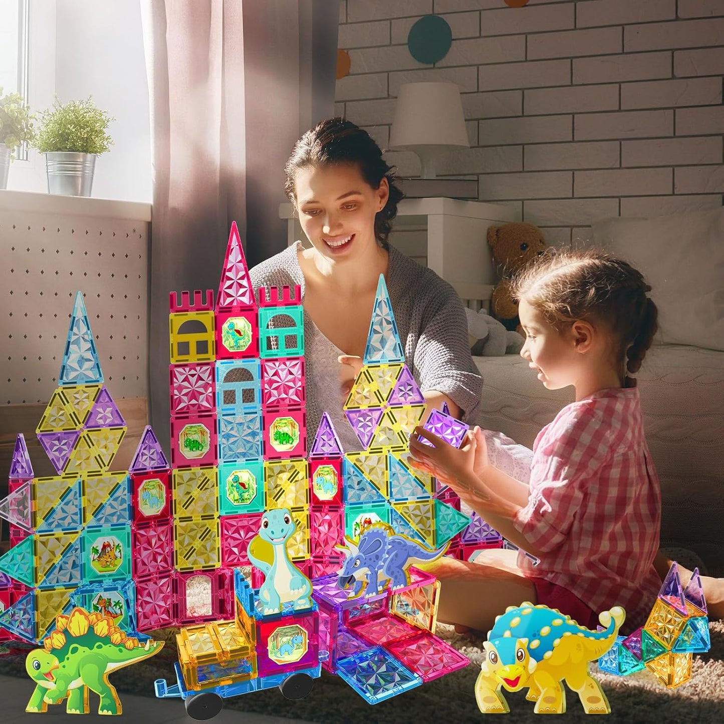 Jasonwell 110PCS Magnetic Tiles Building Blocks Set – Educational STEM Construction Kit for Kids 3-9 Years - 57pcs set