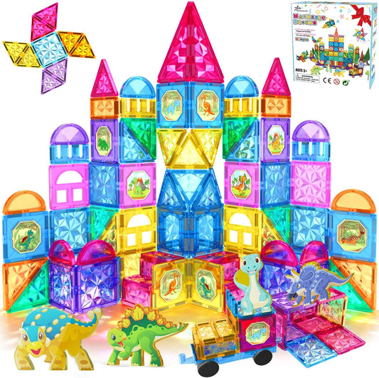Jasonwell 110PCS Magnetic Tiles Building Blocks Set – Educational STEM Construction Kit for Kids 3-9 Years - 108pcs set