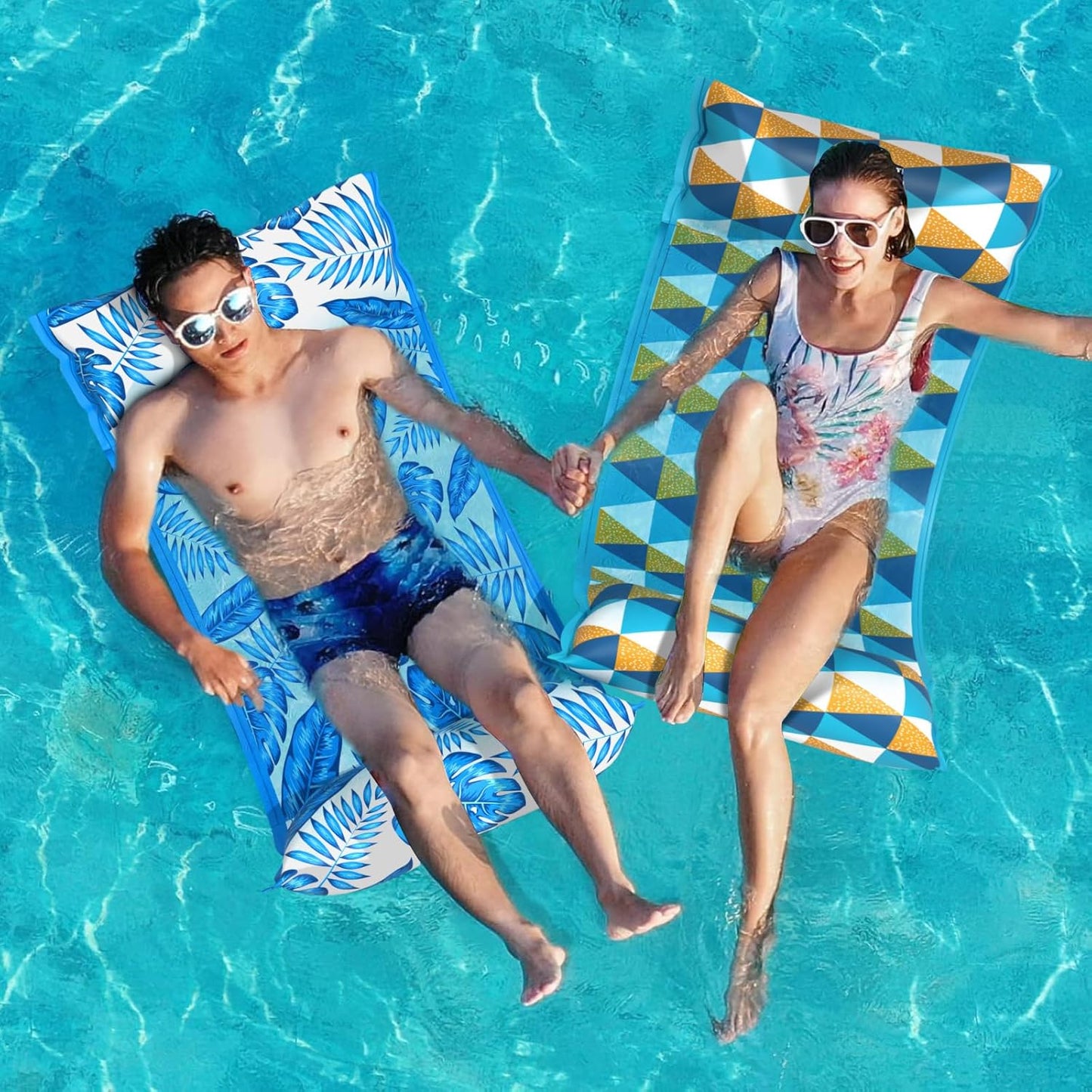 Jasonwell 2-Pack Water Hammock Pool Floats – 4-in-1 Fabric Inflatable Lounge, Saddle, Drifter for Adults, Pool, Lake, Beach