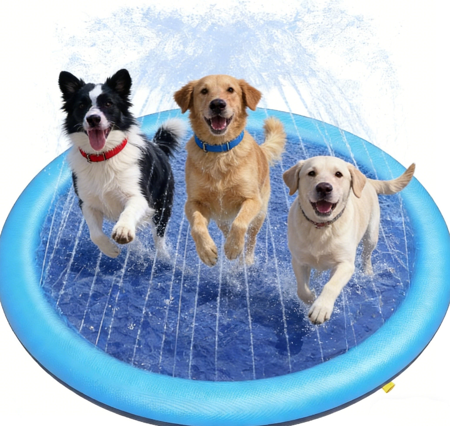 HeyGo 67" Splash Pad for Dogs & Kids - Anti-Slip Water Play Mat for Large Dogs, Durable Outdoor Sprinkler Toy in Blue for Summer Fun!
