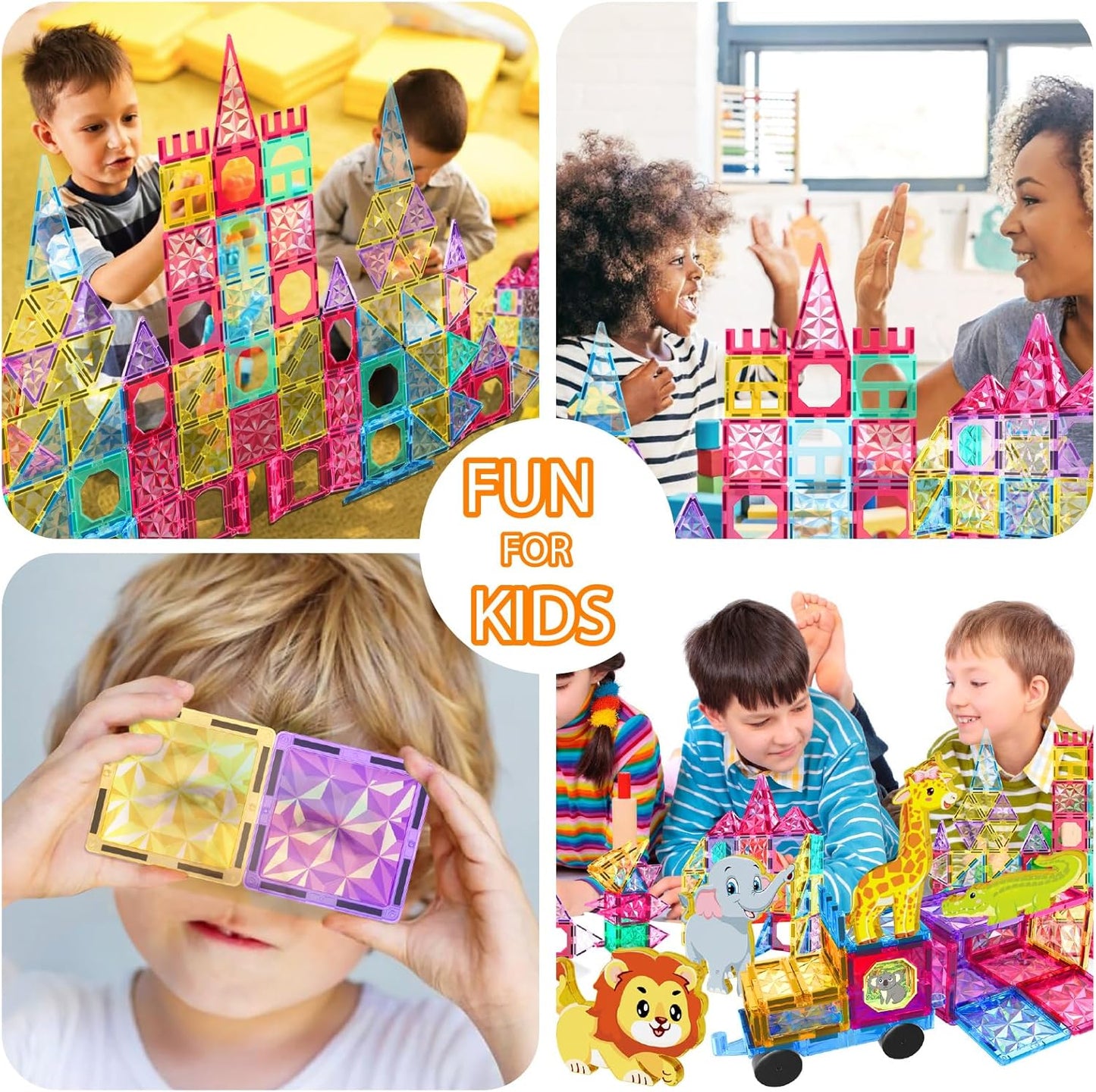 Jasonwell 110PCS Magnetic Tiles Building Set - 3D STEM Toys for Kids Age 3-9, Educational Gift for Toddlers & Preschoolers