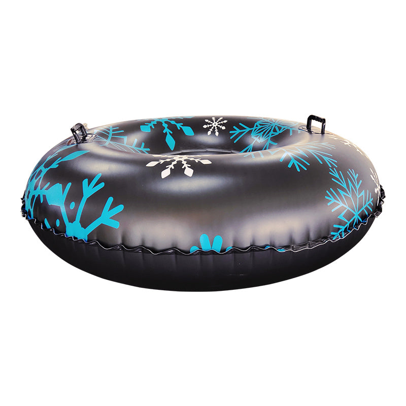 47 Inch Black Inflatable Snow Tube, Heavy-Duty PVC Sled with Sturdy Handles, Family Winter Outdoor Sledding Toy for Christmas & Thanksgiving Holiday Activities