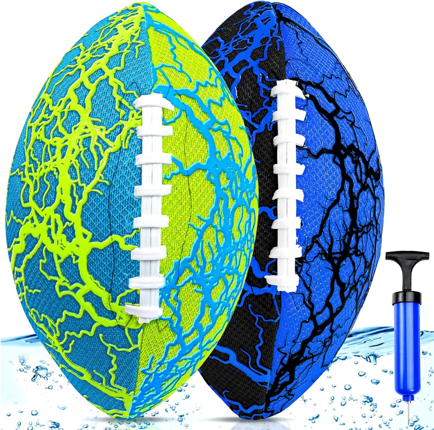 Jasonwell Water-Proof Inflatable Football — 2-Pack Pool & Beach Footballs with Double-Laced Grip, Durable PVC Bladder & Soft Fabric — Outdoor Water Toy