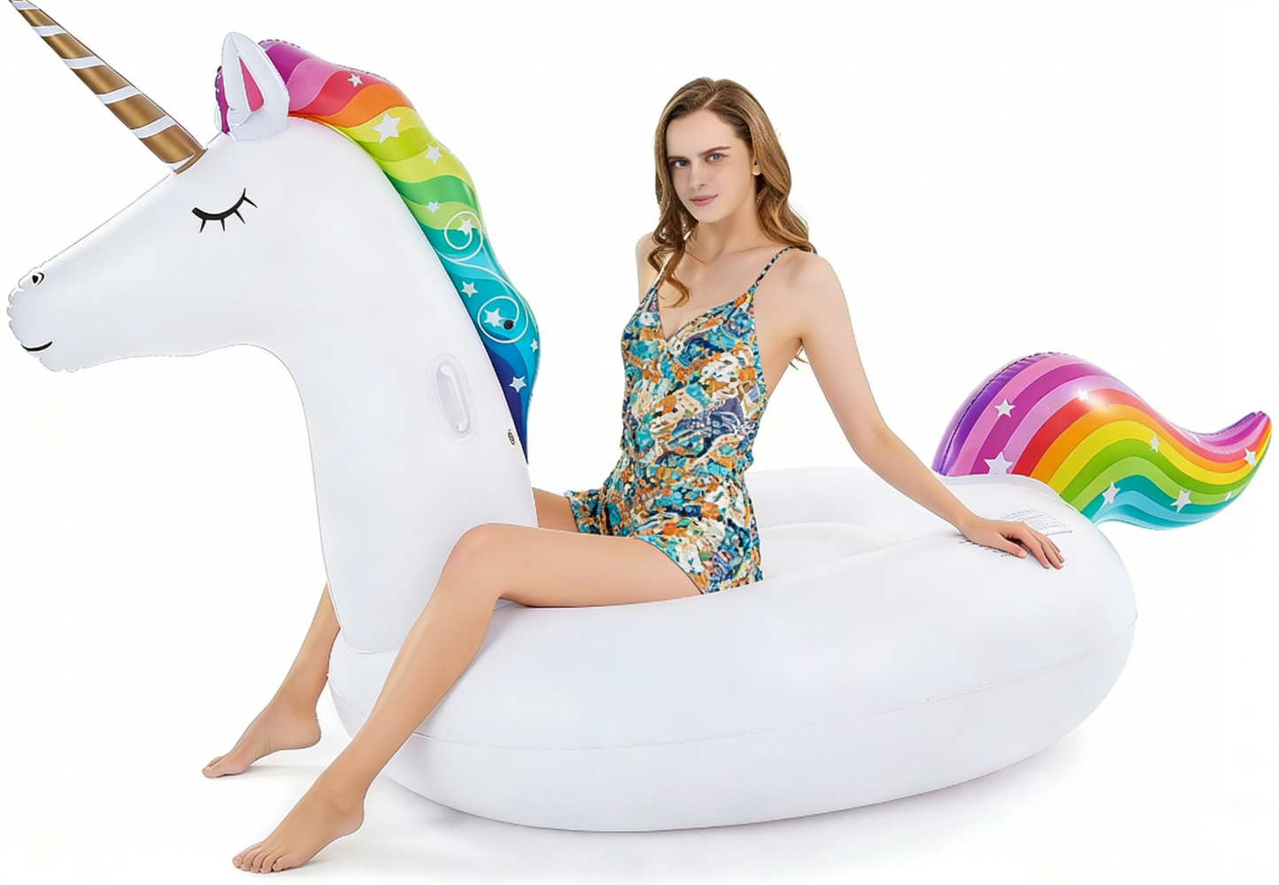 HeyGo 102" x 43" x 55" Unicorn Pool Float - Large Inflatable Ride-On Raft with Fast Valves for Kids & Adults, Perfect for Beach Parties!