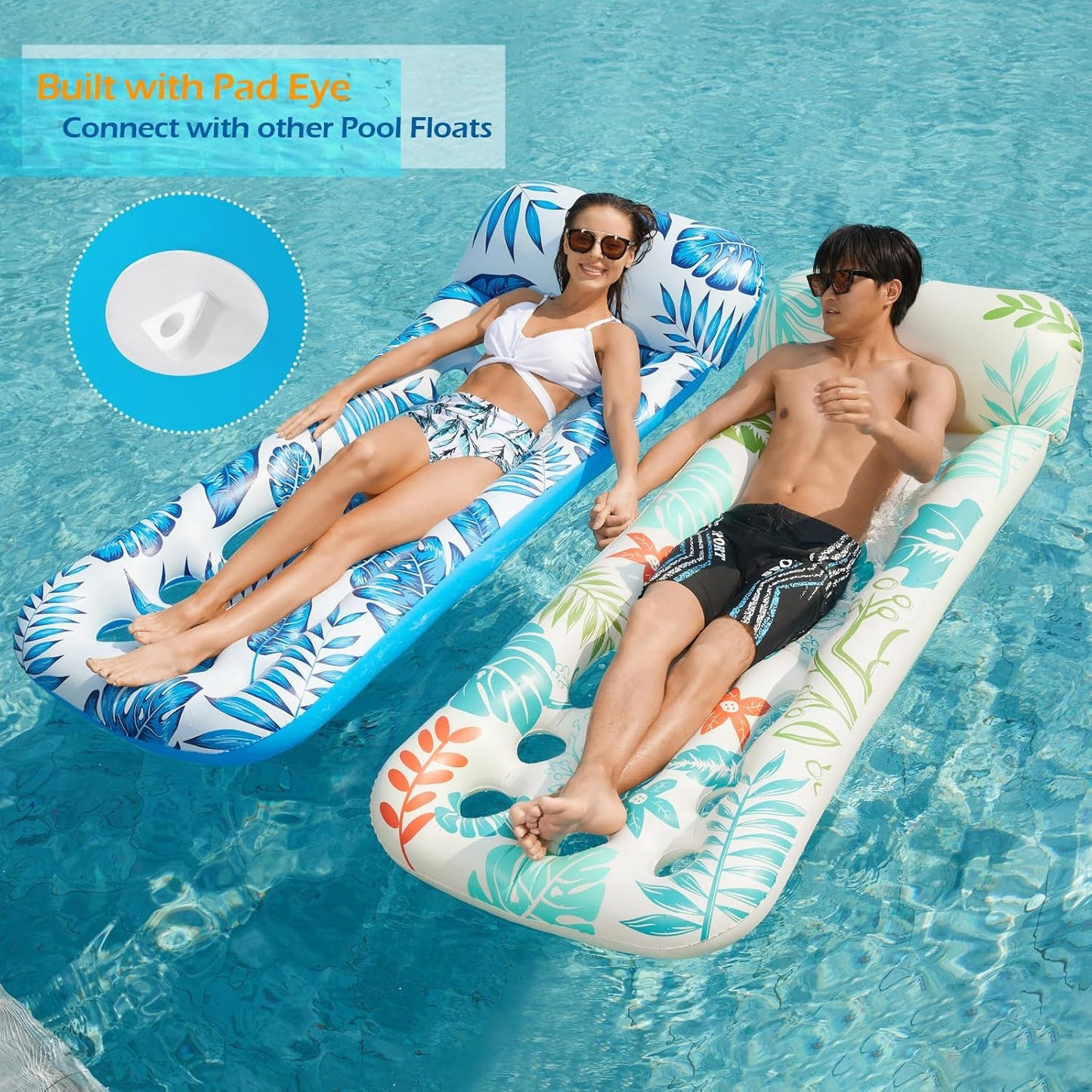 Jasonwell Inflatable Pool Float Lounge for Adults, Blue Floating Lounger, Sun Tanning Float, Swimming, Lake, Beach Party Toy