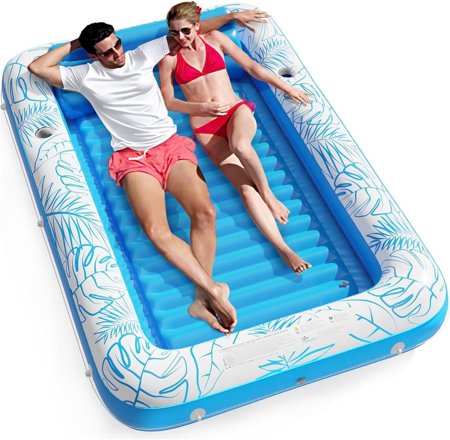 Jasonwell 4-in-1 Inflatable Tanning Lounger, Sun Tan Tub & Pool Raft, Water-Filled Mat/Pad for Adults & Kids (XXL), Blue