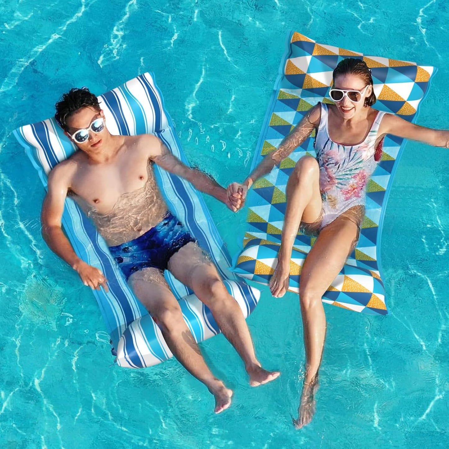 Jasonwell 4-in-1 Water Hammock Pool Floats - Inflatable Saddle Lounge Chair Drifter, Multi-Color, Ideal for Lake, Beach & Pool Relaxation