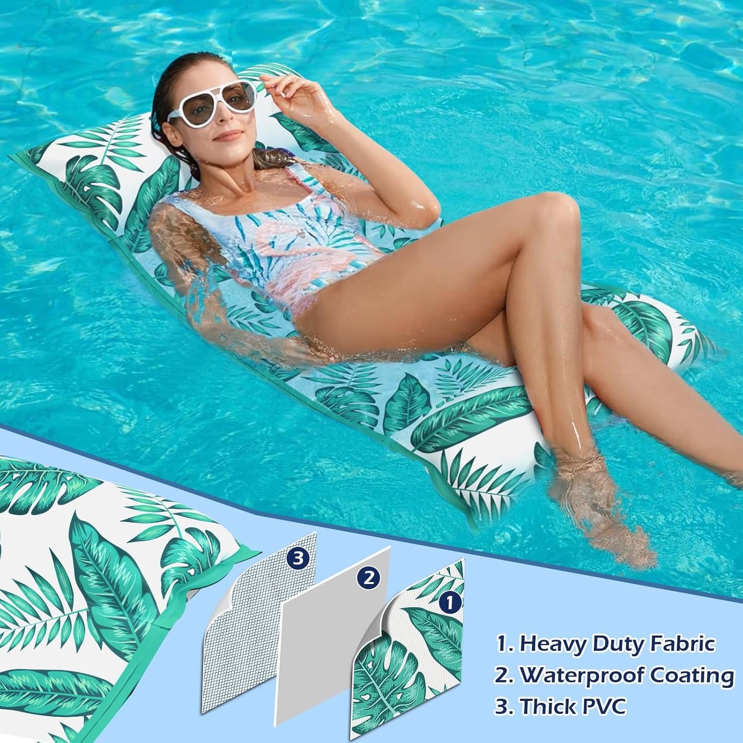 Jasonwell Water Hammock Pool Floats - 4-in-1 Inflatable Lounge Chair, Saddle, Drifter, Green, Perfect for Pool, Lake & Beach Relaxation